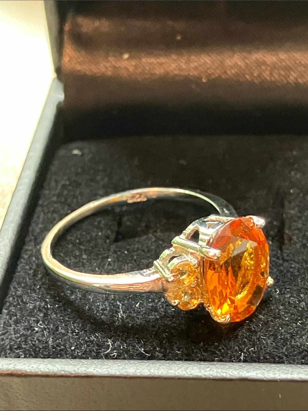 Sterling Silver Orange Gemstone Cocktail Ring - Unbranded - Picture 5 of 8